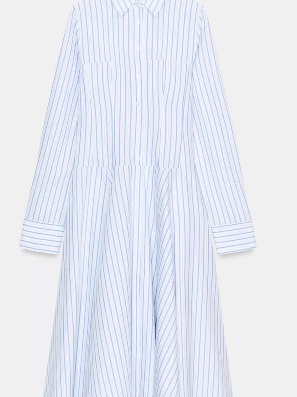Zara White and Light Blue Striped Shirt Dress